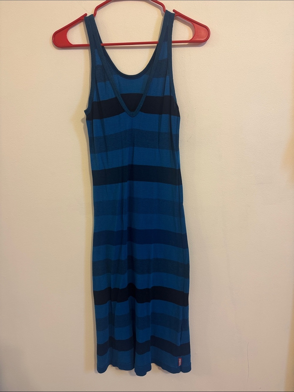 Hard Tail Blue & Navy Striped Midi Tank Dress